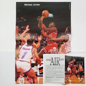 Michael Air Jordan Vintage Pull-Out Poster 1989 Chicago Bulls 80s Double Sided